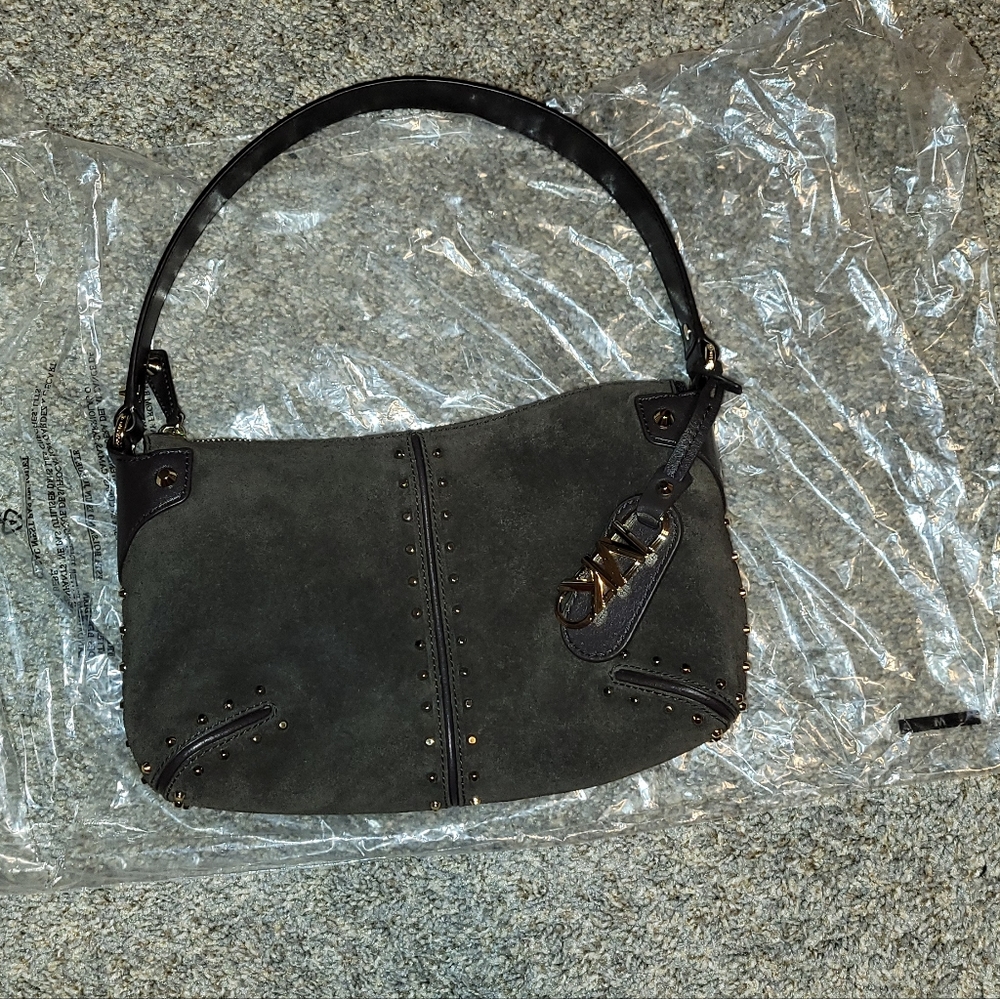NWT Astor Chocolate Suede studded handbag
